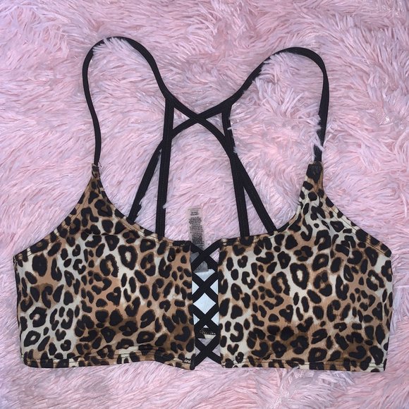 Victoria's Secret PINK Cheetah Print Bikini Top Sz: L - Picture 1 of 5